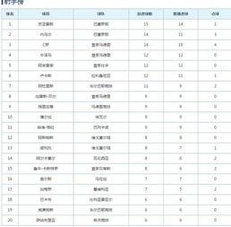 西班牙足球联赛排名榜*,五大联赛排名顺序