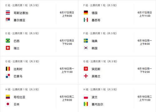 世界杯6场比赛时间表今天,2026年世界杯时差