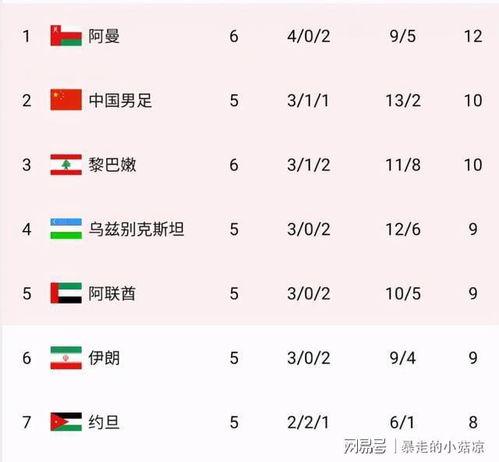 国足欧洲二级联赛积分榜,国足世预赛积分榜出炉