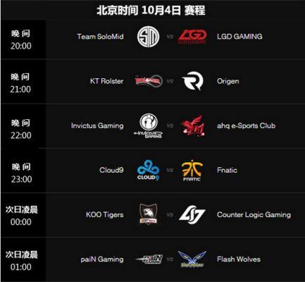 lol总决赛10月4日赛程〖英雄联盟t1比赛日程安排lolt1比赛〗